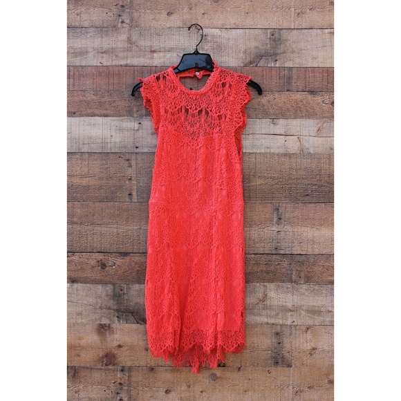 SOLD HPFree People Orange Lace Dress Small NEW - Picture 2 of 7